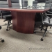 14' Mahogany Boardroom Table, Glass Top & 3 Power-Data Grommets